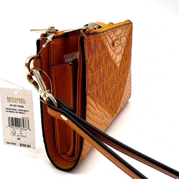 Michael Kors Large Double Zip Wallet Wristlet Cider Multi - Picture 4 of 8